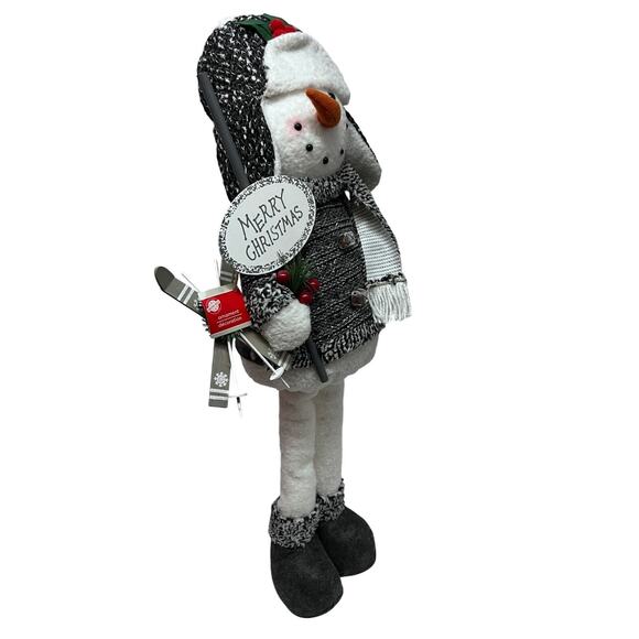 Christmas House Standing Skiing Snowman Merry Christmas Figure Decoration New - Picture 6 of 13